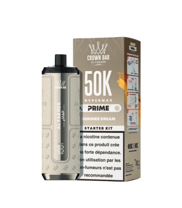 Al Fakher Hyper Max Prime Summer Dream 50000 Puff; yaz meyveleri aroması, 6 mg nikotin, değiştirilebilir kartuş sistemi ve 22 ml